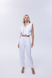 Ivory Edge Cropped Utility Vest
